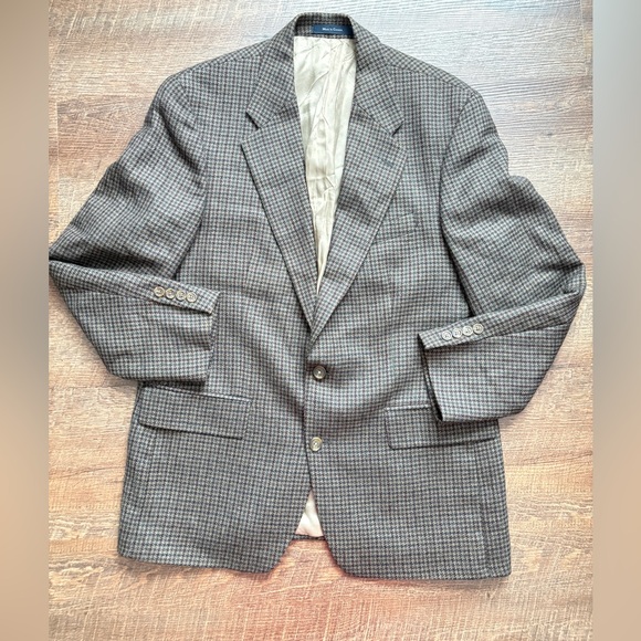 RALPH Ralph Lauren vintage houndstooth wool blazer 42R sport coat academic EUC
